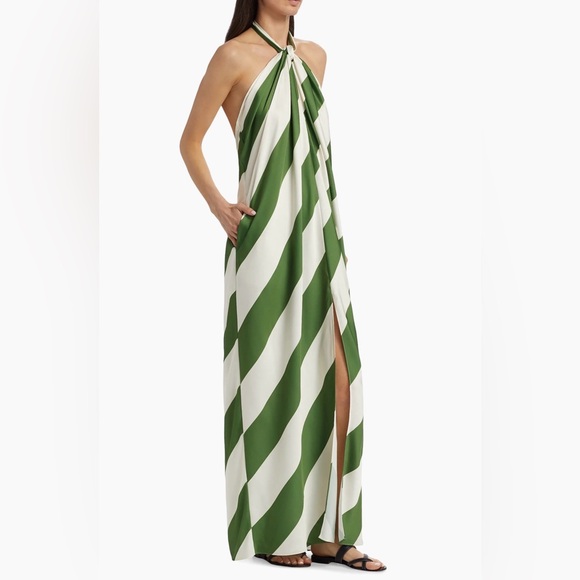 Ronny Kobo Chantell Diagonal Striped Halterneck Maxi Dress